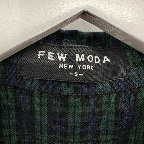 Few Moda Top Shirt Blouse Size Small Embroidered Blue Plaid Floral Long Sleeve - Picture 9 of 9